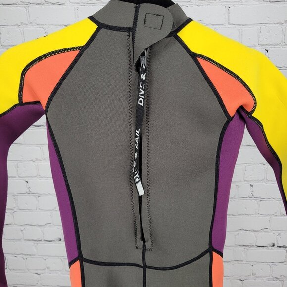 Dive & Sail Multicolor Colorblock Zipped Long Sleeve Wetsuit Kids Size XXL - Picture 9 of 9